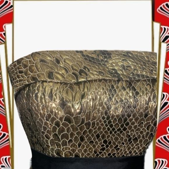 🎈4/$25 Gianni Bini lame feather strapless dress - Picture 6 of 8